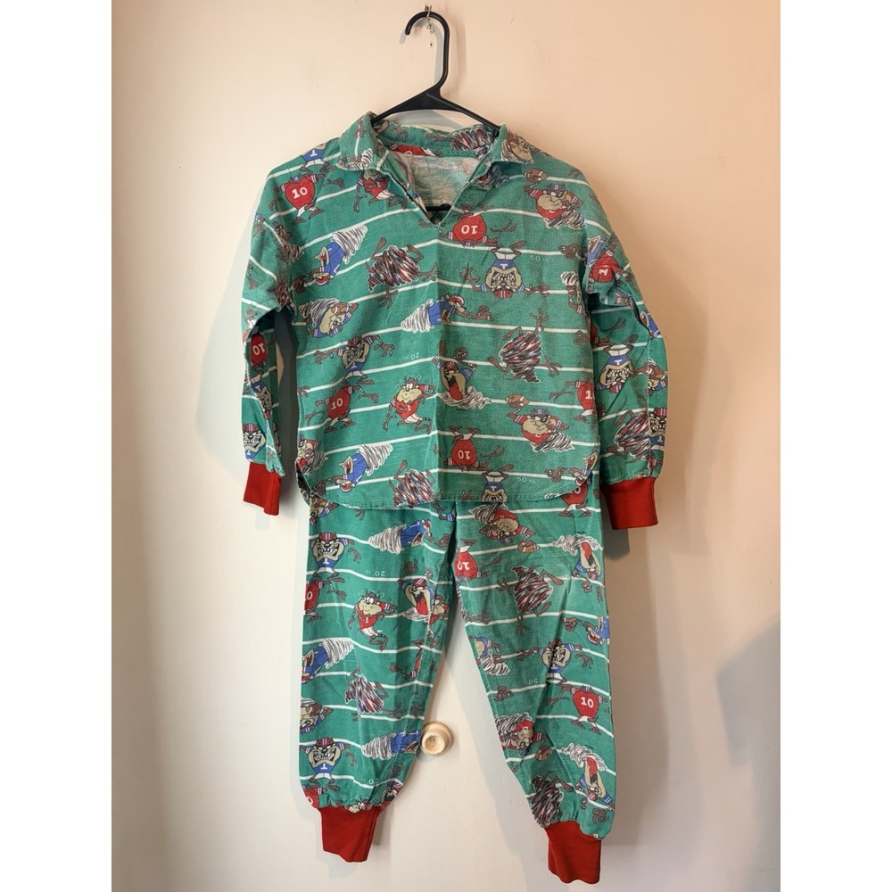 Vintage Homemade Football Taz‎ Disney Pajamas Kids Size 6/8 Tazmanian Devil